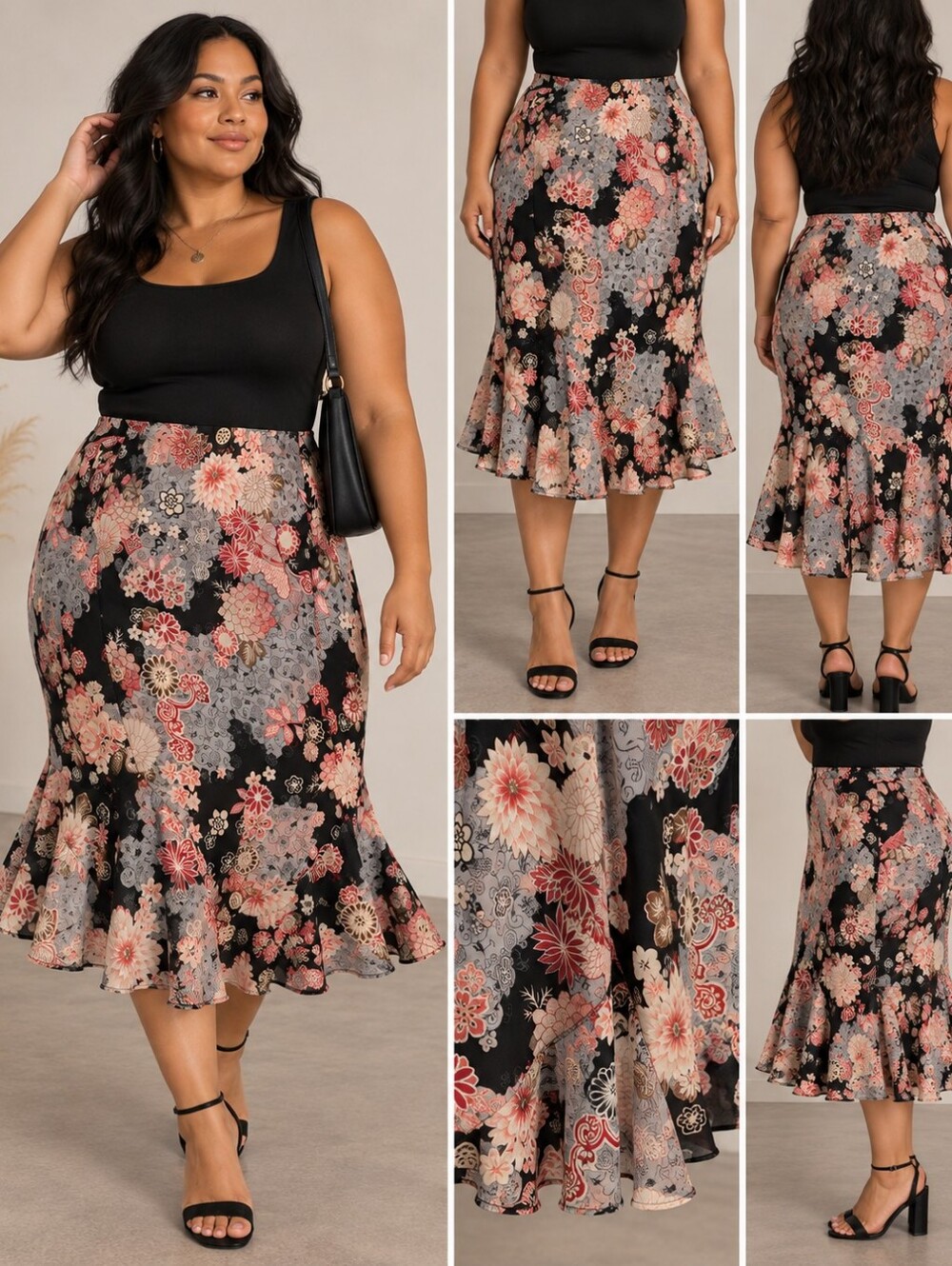 Caroll Reed 1X Floral Mermaid Skirt Made in Canada | Y2K Vintage Style